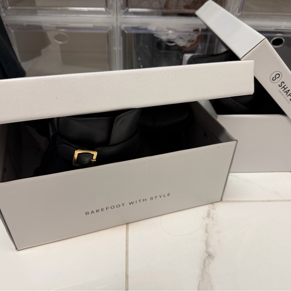 Shapen Barefoot Black Ankle Boots with Gold Buckle - wide and extra wide fit - Picture 7 of 8